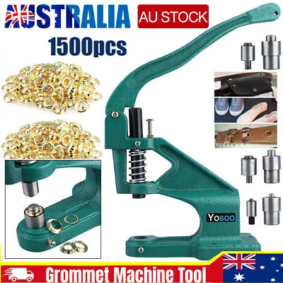 Grommet Eyelet Hole Punch Machine Hand Press Tool +3Dies+6/10/12mm 1500 Grommets • $54.99