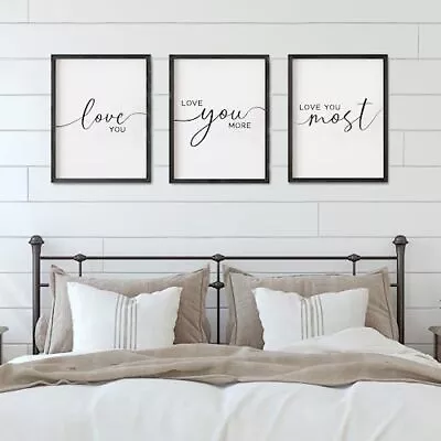 Set Of 3 Love You More Sign I Love You Sign Love You More Wall Decor For Bedroom • $45.27