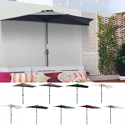 Half Round Parasol Umbrella Balcony Sun Shade Metal Polyester • £44.99