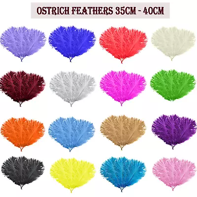 35cm-40cm Large Ostrich Feathers For Wedding Party Costume Decoration 5/10pcs • £17.89