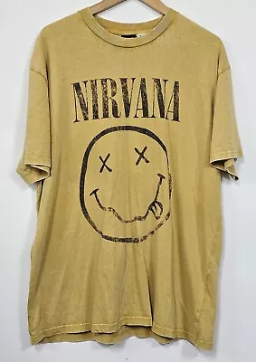 Nirvana Band Tshirt Mens Size XL Extra Large Mustard Colour Pre-Owned Cotton On • $24.95