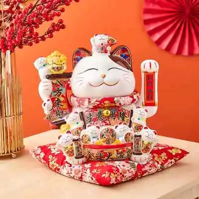Ceramic Maneki Neko Lucky Cat Home Decor Waving Hand Cat Feng Shui Ceramic  • $118.29
