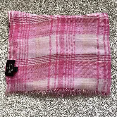 Genuine Mulberry Ladies Pink Check Lightweight Pretty Summer Scarf Wrap Shawl • £43.46