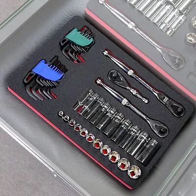 Tool Drawer Organizer Ratchet Socket Hex Key Wrench Holder Red Black Foam 15x10 • $21.98