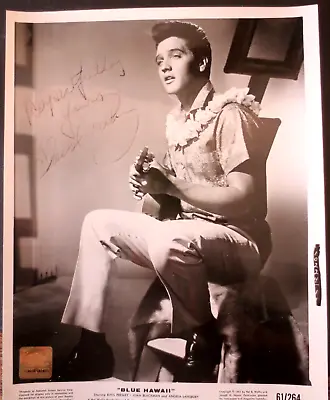 Elvis Presley Hand Signed Photo From Blue Hawaii - Nice !!   2 COA's • $1100