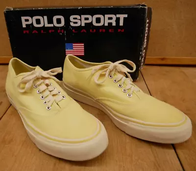 Vintage Polo Sport Yellow Canvas Keywest Ralph Lauren Shoe Size 11 • $44