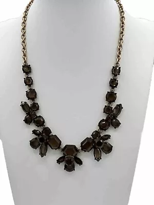 J. Crew Necklace Floral Acrylic Neutral Gray Smokey Bib Chain 19 Inch • $11.99