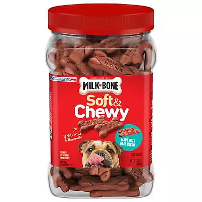 Milk-Bone Soft & Chewy Dog Treats Made With Real Bacon 25 Oz. Canister Vitamin • $16.61