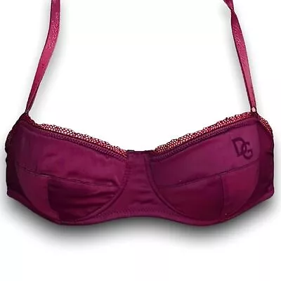 Dolce & Gabbana Vtg 90s Purple Satin Outerwear Balconette Bra Bustier Top 34B • $95