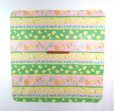 £22.58 • Buy VTG 1960s 70s EASTER THEMED TABLE COVER EGGS CHICKS BUNNIES TULIPS 51 1/4  X 51 