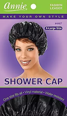 Shower Cap - Black Vinyl Material Elastic Band Extra Large Large • $6.49