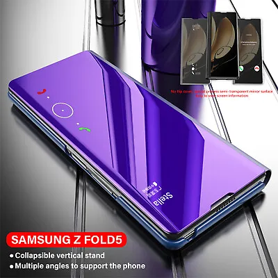 $10.99 • Buy For Samsung Galaxy Z Fold 5 4 3 2 Smart View Plating Mirror Case Stand Cover 