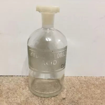 £8.99 • Buy Vintage Apothecary Glass Bottle Etched Hydrochloric