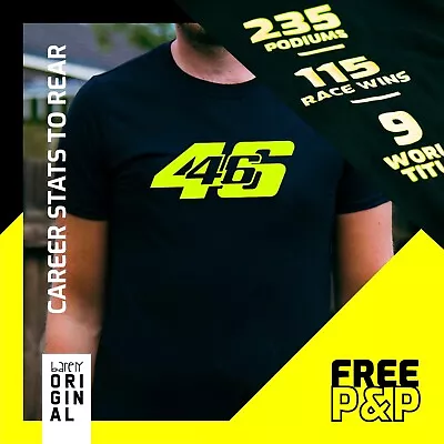 Valentino Rossi Vale Career Stats MotoGP T-shirt In Black *FREE P&P* • £17.99