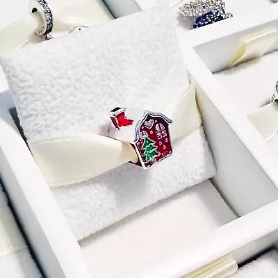 925 Sterling Silver Red Ginger Bread House Charm Fits Charm Bead Bracelet • $20