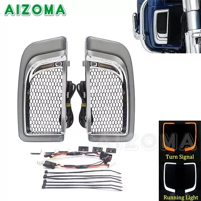 Motorcycle Chrome LED Fairing Lower Grills Turn Signal Light For Touring FLHTK  • $105.40