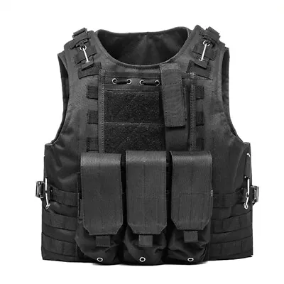 Military Tactical Vest Molle Quick Release Police Combat Assault Plate Carrier • $35.99