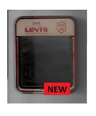 Levi Bi-fold Men's Black Leather Wallet New Free Uk. Shipping • £22.99
