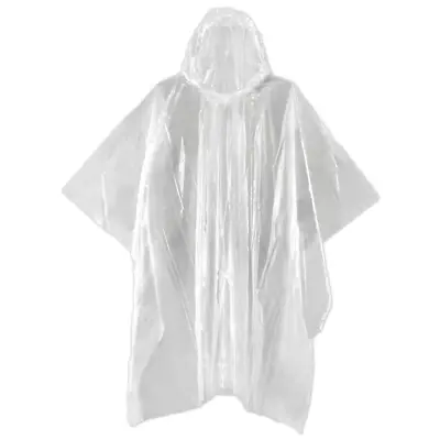Clear Plastic Rain Poncho With Hood Waterproof Emergency Hooded Ponchos Packable • $5.59