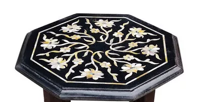 12'' Antique Octagonal Black Marble Coffee Center Table Top Inlay Living Decor • £183.67