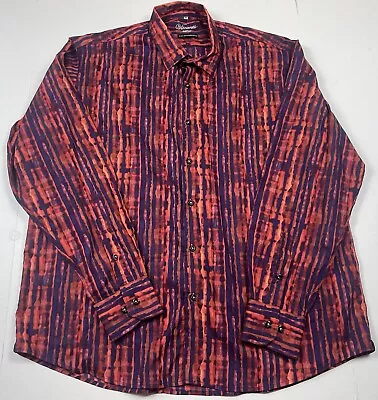 Visconti Red Blue Striped Long Sleeve Button Down Shirt XL • $16.97