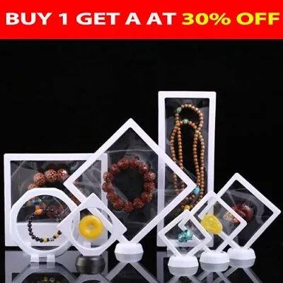 3D Floating Display Frame Clear Film Coin Cosmetic Jewellery Holder Box Stand UK • £4.85
