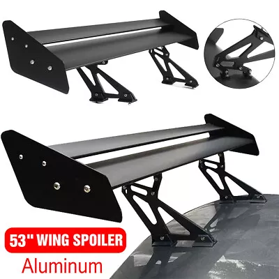 53inch Universal Aluminum Racing GT Rear Trunk Spoiler Wing Double Deck Plates • $65.59