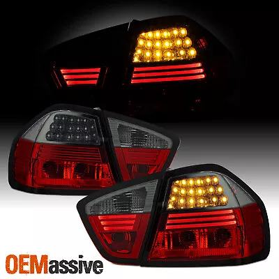 Fits 2005-2008 06 07 BMW E90 3-Series 4Dr Red Smoked LED Tail Lights Lamps Pair • $167.99