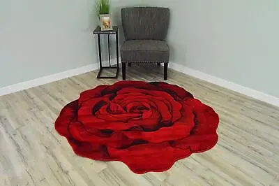Flowers  Carved  Floral Flower Rose  Rug 304 Red 2'7''x2'7'' Round • $45