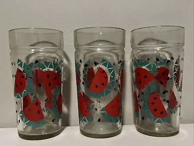 Vintage Watermelon Drinking Glass - 3 Glasses - 6” Tall • $19.95