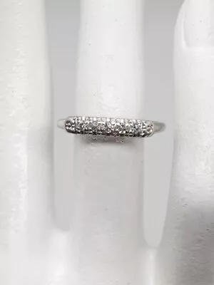 Vintage 1940s .15ct VS G 5 Diamond Platinum Wedding Band Ring • $365