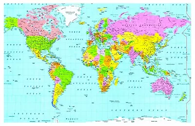 A1 Large Map Of The World Poster Atlas Wall Chart Educational School Print • £7.99