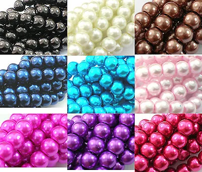 ❤ 34681012mm Glass Pearls Beads CHOOSE COLOURS SIZES Jewellery Making UK ❤ • £1.40