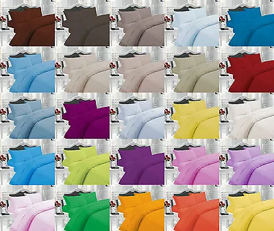 100% Cotton Blend Duvet Quilt Cover Bedding Set With Pillowcases - All Sizes • £20
