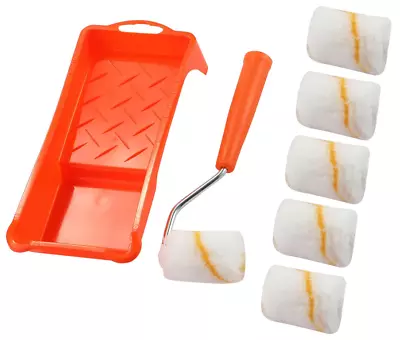 Paint Roller 2 Inch Small Fine Finish Paint Roller Kit With Tray - Mini Roller • $11.85