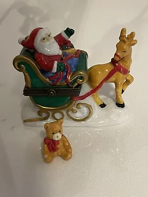 Midwest Santa Reindeer Sleigh W/ Teddy Bear Trinket Box Christmas- Rare Version! • $39.99