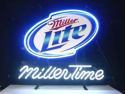 Neon Light Sign Lamp For Miller Lite Beer 20 X16  Miller Time Bar Open • $131.98