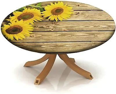 Sunflower Table Cover Round Tablecloth Bohemian Artwork Elastic Edge Table Cloth • $17.59