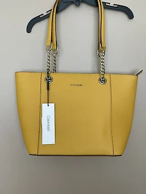 Calvin Klein Hayden Saffiano Leather[ Large] Tote  Yellow/Gold • £95.02