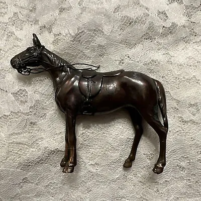 Vintage Signed Occupied Japan Cast Metal Horse With Saddle Copper Tone • $45