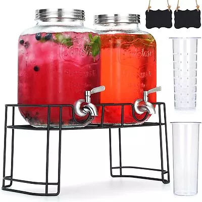 2Pack 1 Gallon Glass Drink Dispensers For Parties - Large Mason Jar Water Dis... • $44.40