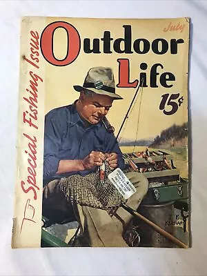 1939 OUTDOOR LIFE Magazine July Issue Fisherman J.F. Kernan On Cover • $30