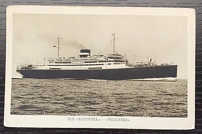 M/s Saturnia-m/s Vulcania Steamship Black And White Italian Postcard Unused Ex • $5
