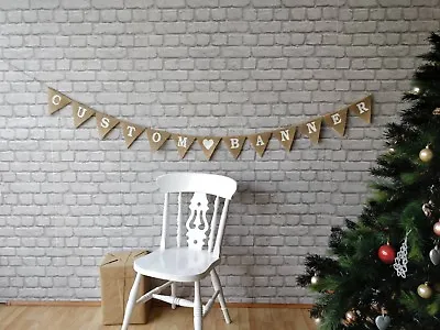 £2.99 • Buy Personalised Bunting Any Words Hessian Banner Birthday Wedding Name Engaged