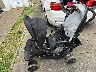 Graco Stadium Duo Tandem Pushchair With Click Connect - Black/Grey • £44.99