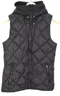MAISON SCOTCH Waistcoat Women's SMALL Hooded Quilted Padded Full Zip Pockets • $46.13