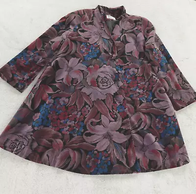 Vintage Tozai Coat Womens Small One Size Velvet Floral Moody Dark Romantic Swing • $79.85