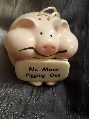 Vintage Ceramic Pink Pig Refrigerator Deodorizer Diet Note  NO MORE PIGGING OUT  • $9.95