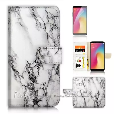 $12.99 • Buy ( For Oppo A73 ) Flip Wallet Case Cover P21387 Marble Pattern