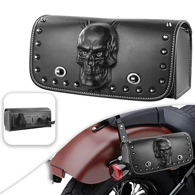 Motorcycle Handlebar Bag Tool Expandable Skull Pouch Wearproof Storage • $29.09